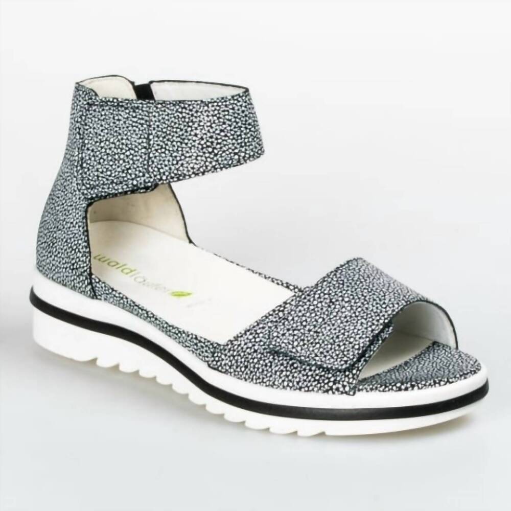 NEW WALDLAUFER women's marigold sandal in black/white combi
